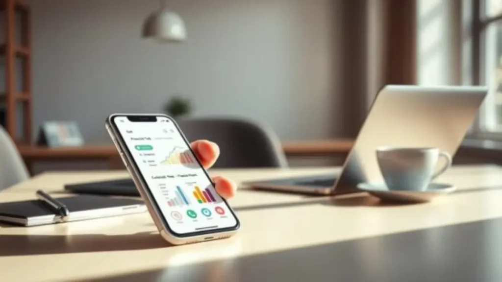 Um-smartphone-moderno-e-elegante-exibindo-a-interface-de-um-aplicativo-financeiro-em-sua-tela.